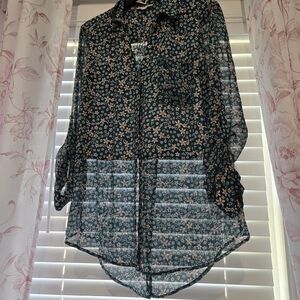 Floral Sheer Blouse - Green